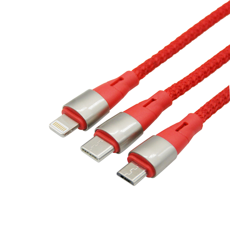 Hot Selling Factory 3 in 1 Multi-Function Cable Nylon Cloth Braided 5V 2.4A USB Charger Cable