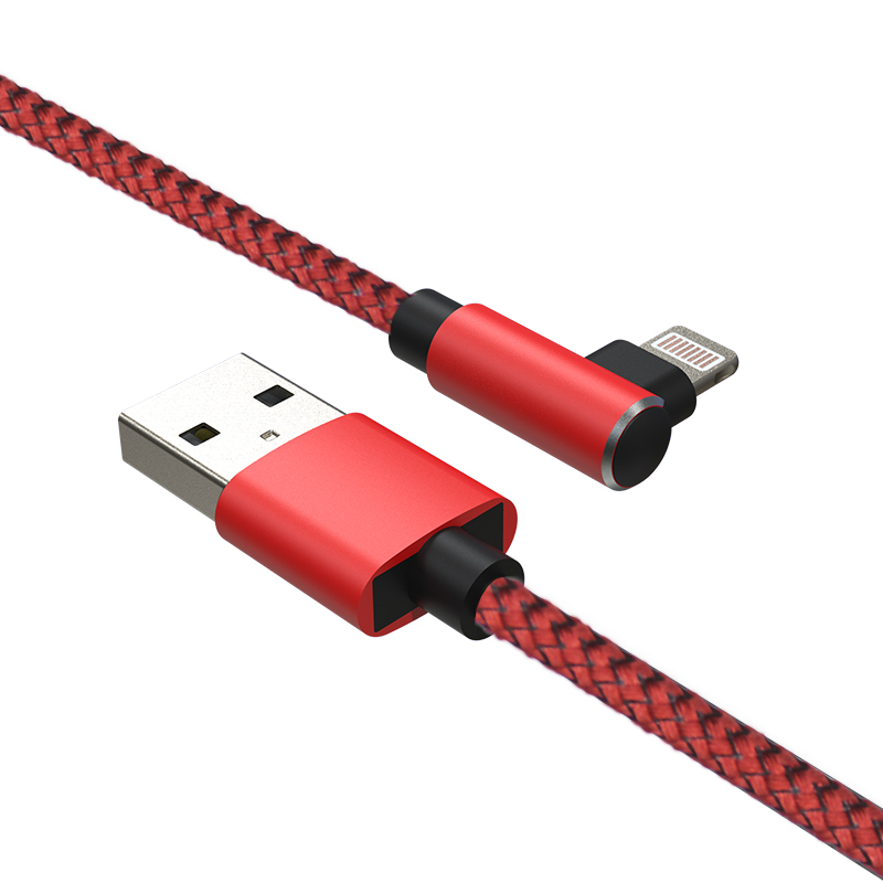 90 Degree Nylon Micro USB Cable 2.4A Fast Charing QC 3.0 /2.0 Right Angle V8 Cable for Mobile Game