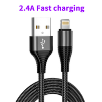 Amazon Hot Selling 3FT 6FT 5V/2.4A Fast Charging USB Cable Braided Cord for iPhone Charger for Lightning Data Cable
