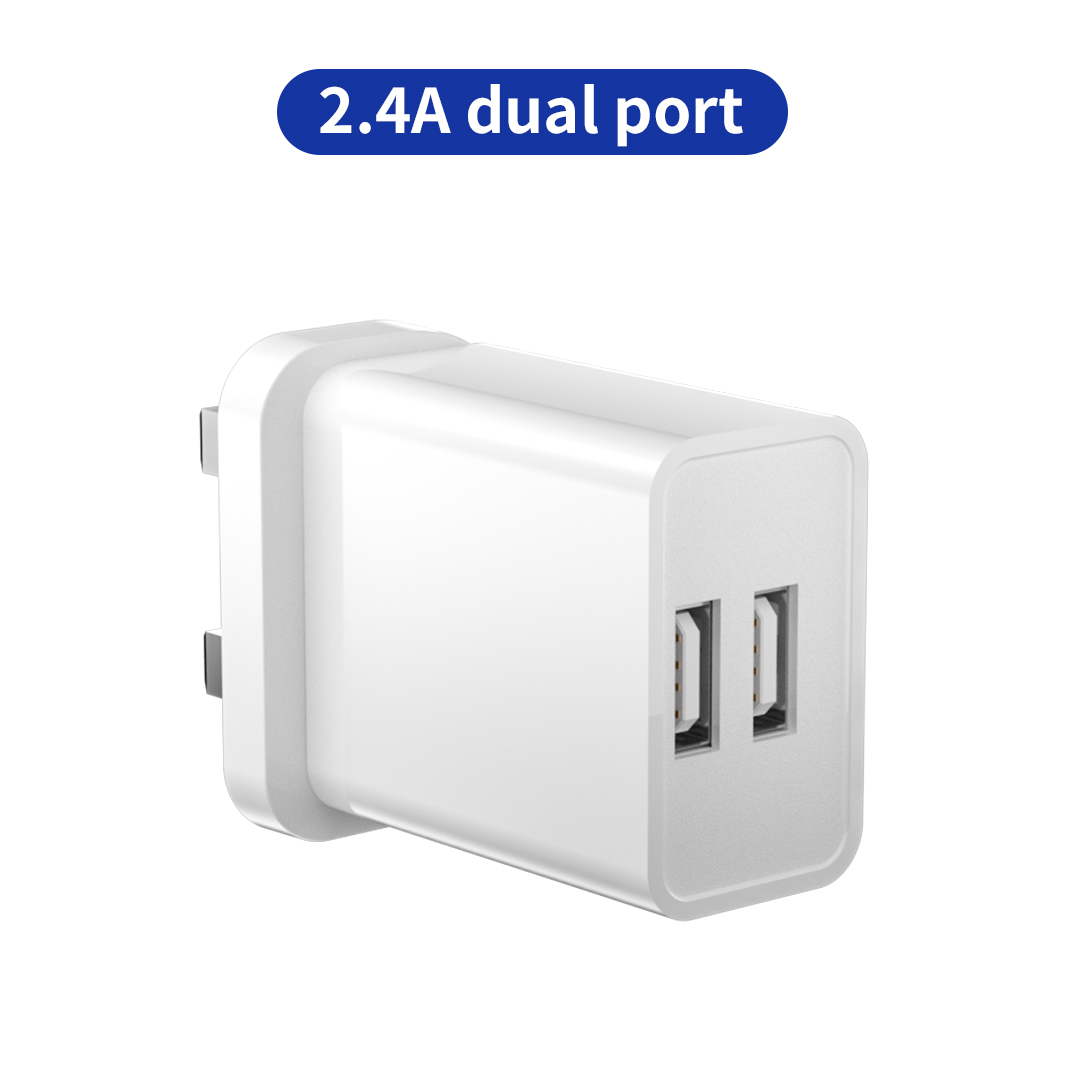 Factory Direct Selling US EU UK Plug Quick Charger 12W Cell Phone Dual Port USB Wall Charger
