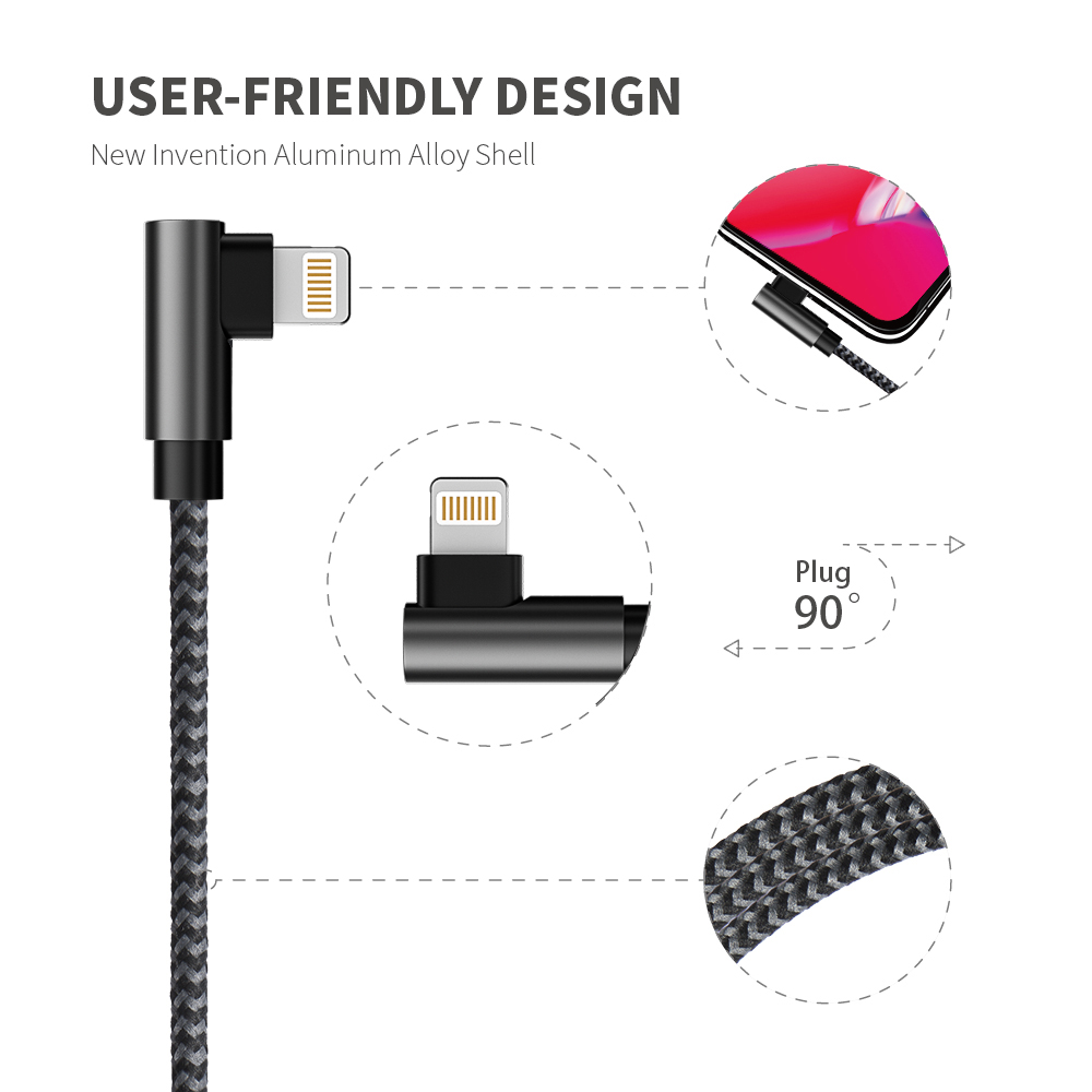 90 Degree USB Data Charger Cable for iPhone for iPad Type C Micro USB for Samsung for Huawei Phone Short Cord Charg